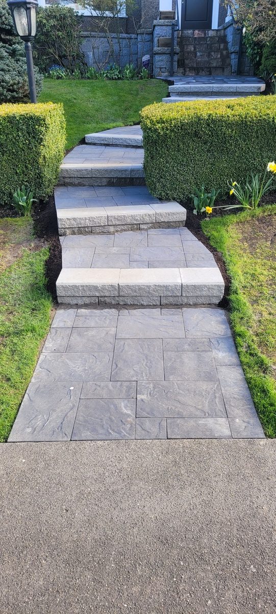 Lower walkway after, with new slab pavers & steps