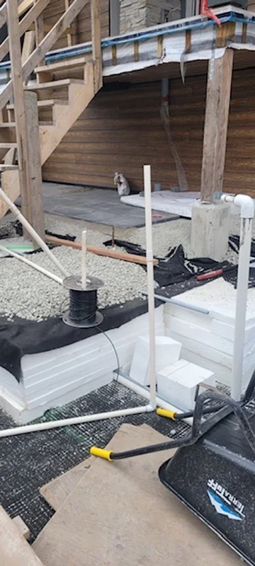 Hardscape and landscape construction in progress